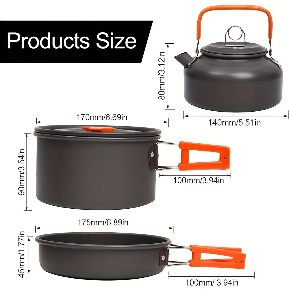Portable Camping Cookware Set Aluminum Tableware Kit for Hiking BBQ Picnic