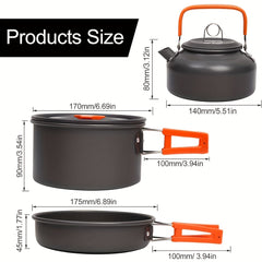 Portable Camping Cookware Set Aluminum Tableware Kit for Hiking BBQ Picnic
