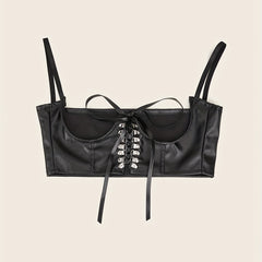 Gothic Lace up PU Suspenders Harness Belt Corset