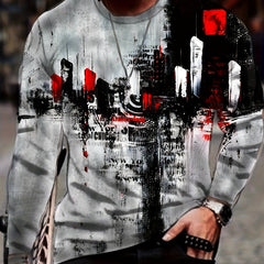 Graffiti 3D Print Men's Long Sleeve T-shirt Casual Graphic Top
