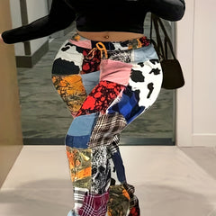 Colorblock Graphic Print Drawstring Pants