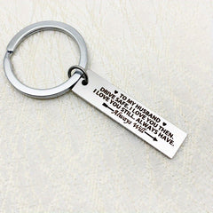 Husband DRIVE SAFE Tag Keychain Metal Key Ring Couples Anniversary Gift