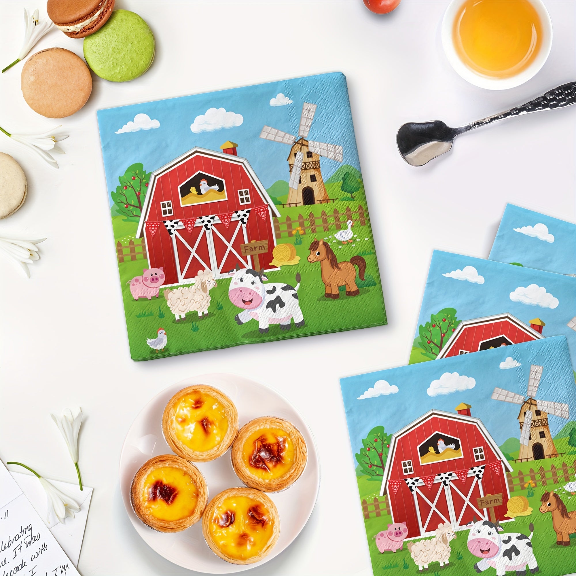 24pcs Farm Animals Party Napkins Farm Animals Birthday Party Supplies