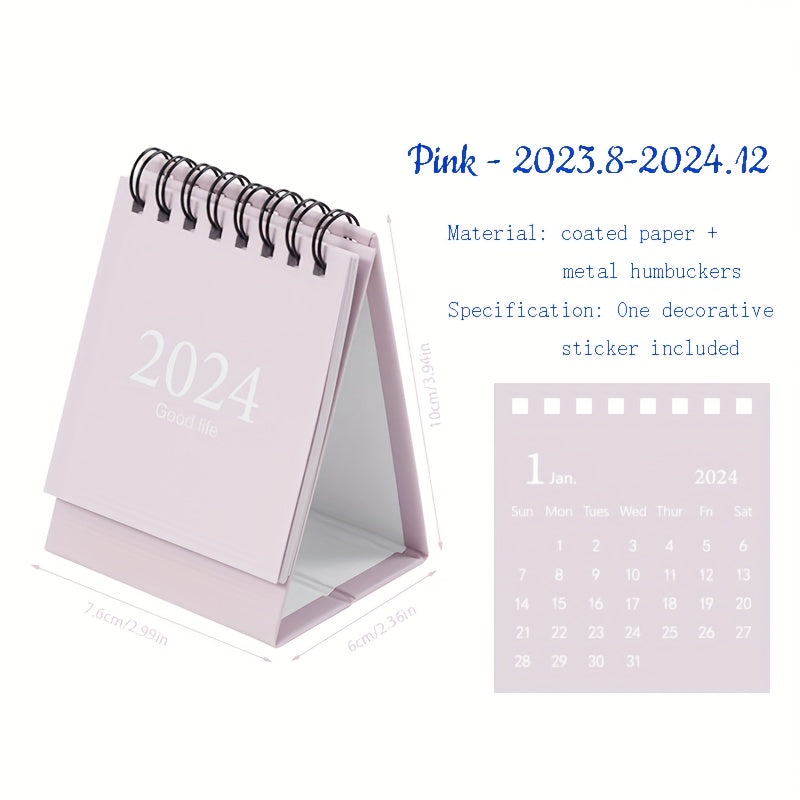 Mini Desk Calendar w/ Stickers 17 Months Home Office School