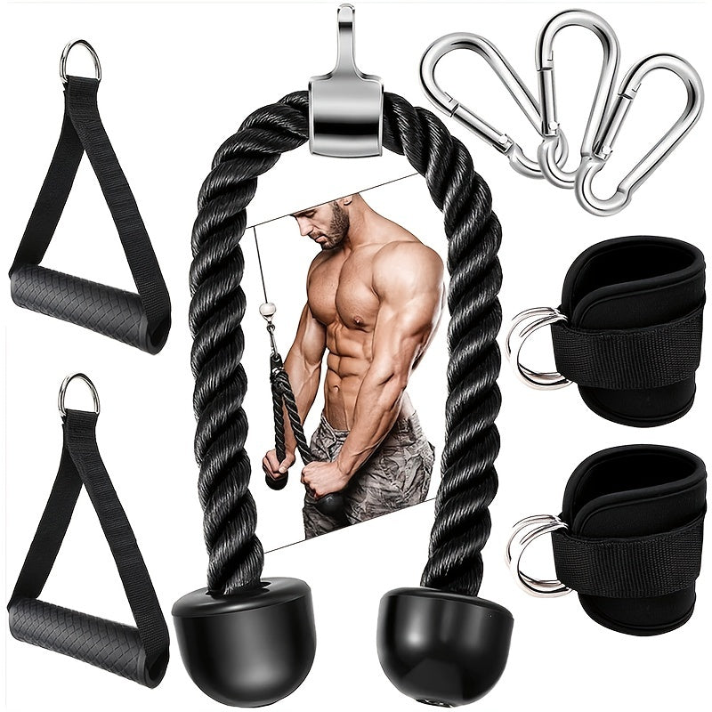 Tricep Training Rope Pull Down Gym Equipment 8pcs Set