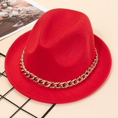 Acrylic Chain Woolen Jazz Top Hat for Gentleman Wedding Jazz Party Dress Cap