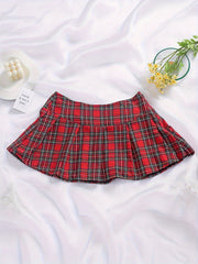 Colorblock Plaid Skirt Seductive Mini Skirt Women's Sexy Lingerie