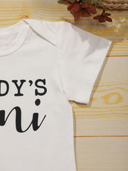 Baby Boys Daddy s Mini Print Romper Short Sleeve Cotton Bodysuit