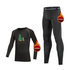2pcs Kids Fleece Compression Sets Christmas Dinosaur Print