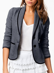 Shawl Collar Blazer with Contrast Trim