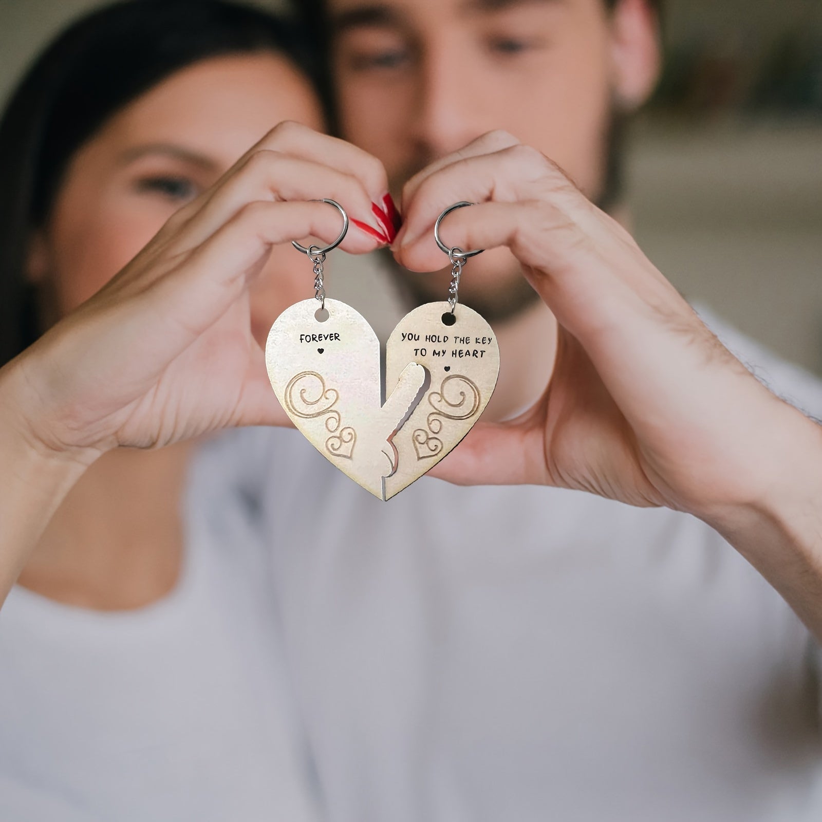 Heart Shaped Couple's Keychain Pendant for Car Keys Backpacks Gift
