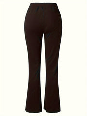 Women's Plus Solid Flared Leg High Waisted Pants