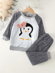 Toddler Fleece Pajamas 2pcs Top & Pants Set Flannel PJ Set Girl's Louangewear