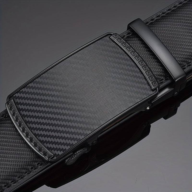 Men's Leather Business Belt Automatic Buckle Belts Adjustable Belt