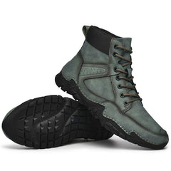 Men's PU Leather Lace up Boots Casual Walking Shoes