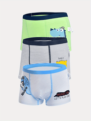 3pcs Boy's Boxer Briefs Elastic Waist Shorts Comfy Soft Underwear Kids Clothes
