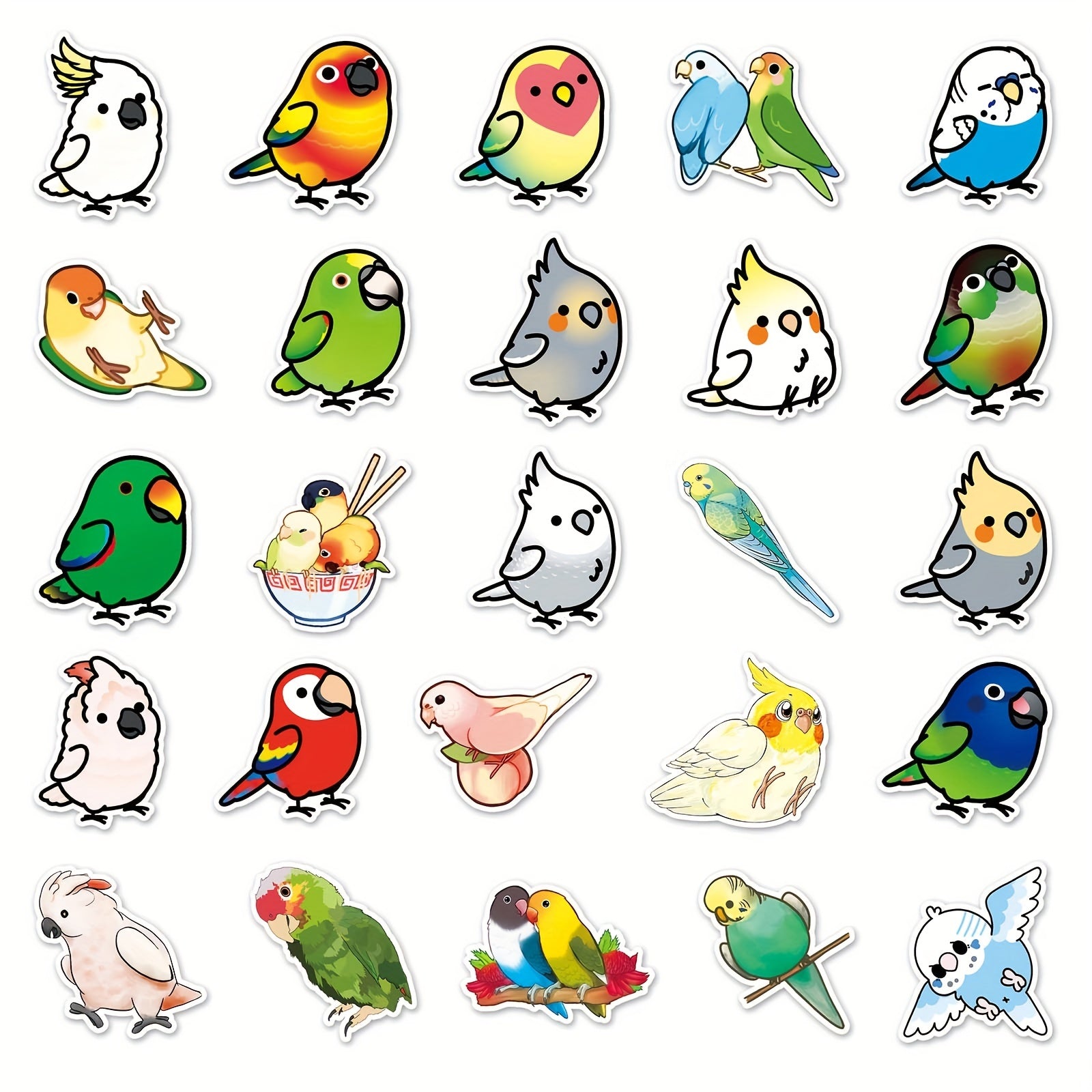 50pcs Parrot Pattern Stickers Waterproof for Water Bottles Laptop