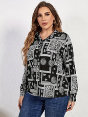 Boho Blouse Women's Plus Paisley & Scarf Print Long Sleeve