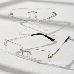 2 Pack Men's Metal Rimless Casual Sunglasses Flat Lens