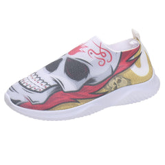 Women's Skull Print Platform Sneakers Lightweight Low Top Walking Shoes