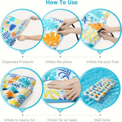 Adult Inflatable Pool Float Mat with Headrest