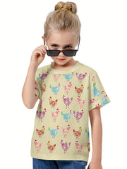 3D Sweet Chick Graphic Short Sleeve T shirt Girls boys Breathable Pullover Tops