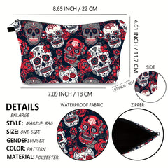 Sugar Skull Rose Makeup Bag with Coin Purses