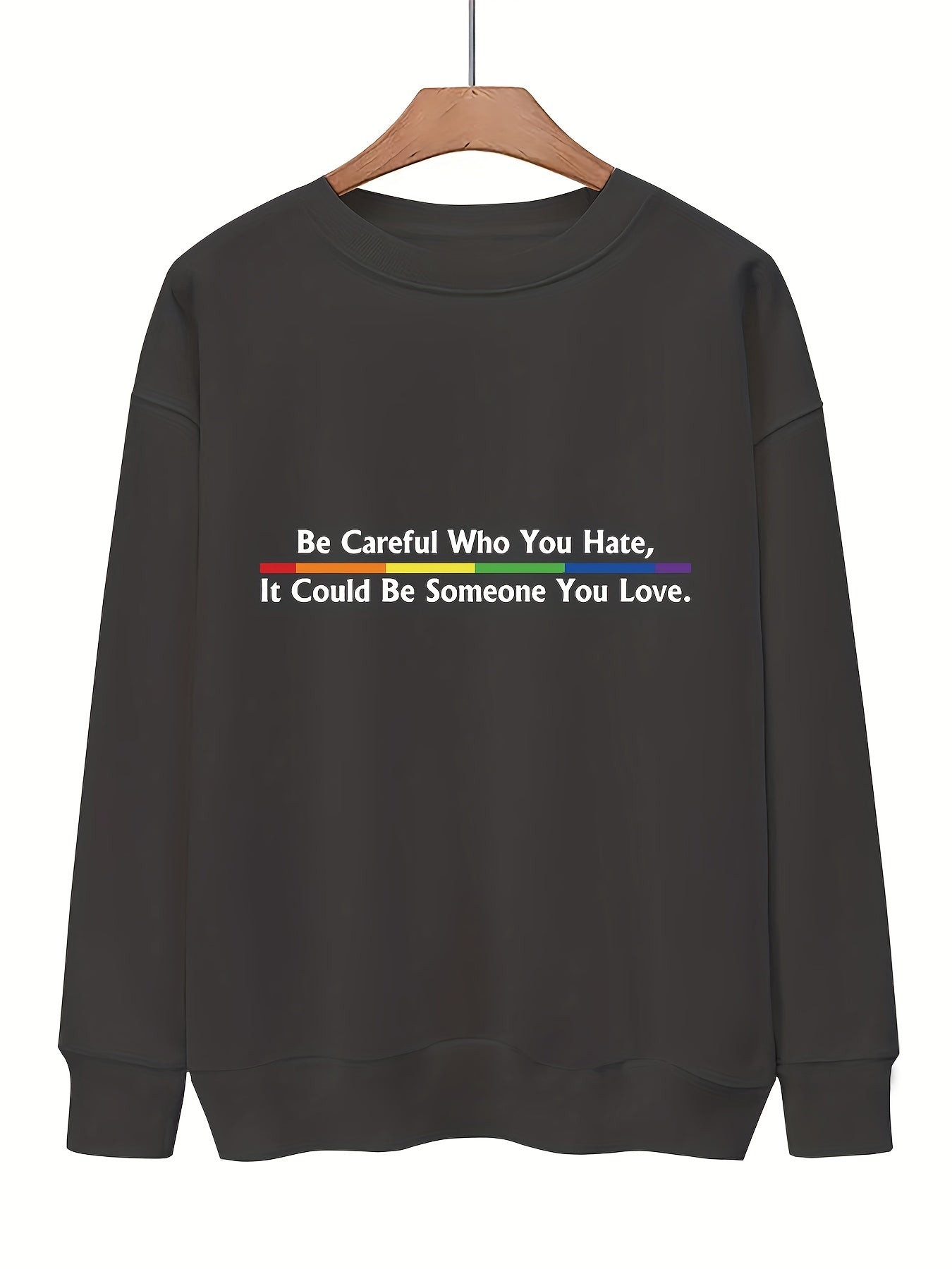 Slogan Print Crew Neck Sweatshirt for Women
