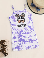 Toddler Girls Tie Dye Figure Graphic Cami Dress for Summer Party
