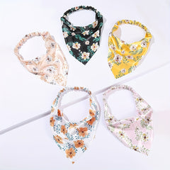 5pcs Flower Print Bandanas Elastic Triangle Scarf Headband Boho Kerchief