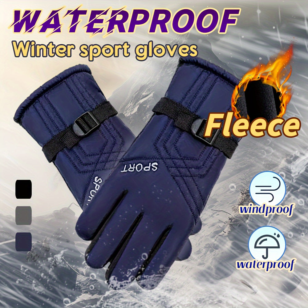 Winter Fleece Lined Warm Gloves Anti Slip Waterproof Touch Screen Gloves