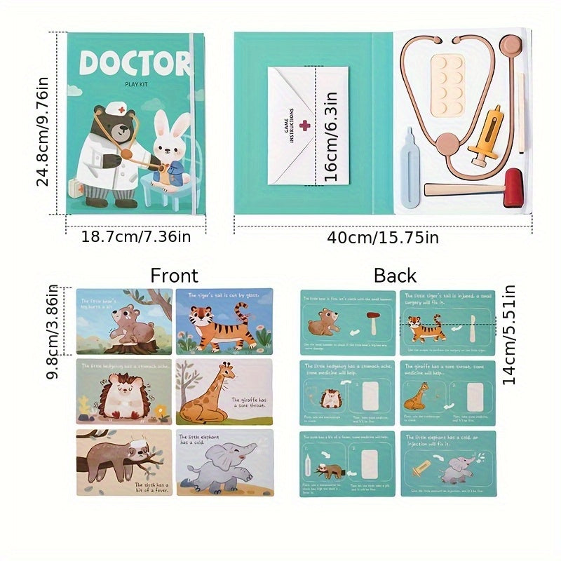 Silicone Doctor Toy Set Play Doctor Kit with Stethoscope Playset and Playmat