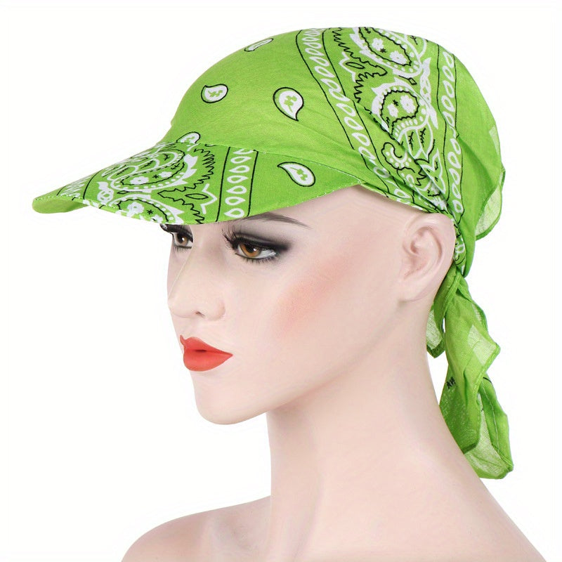 Paisley Print Turban Hat Solid Bandana Women Headscarf Sun Visor Cap
