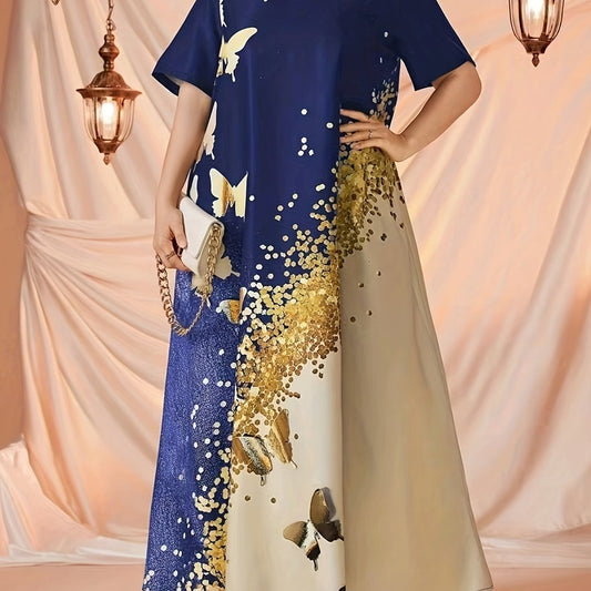 Glitter Butterfly Print Maxi Dress