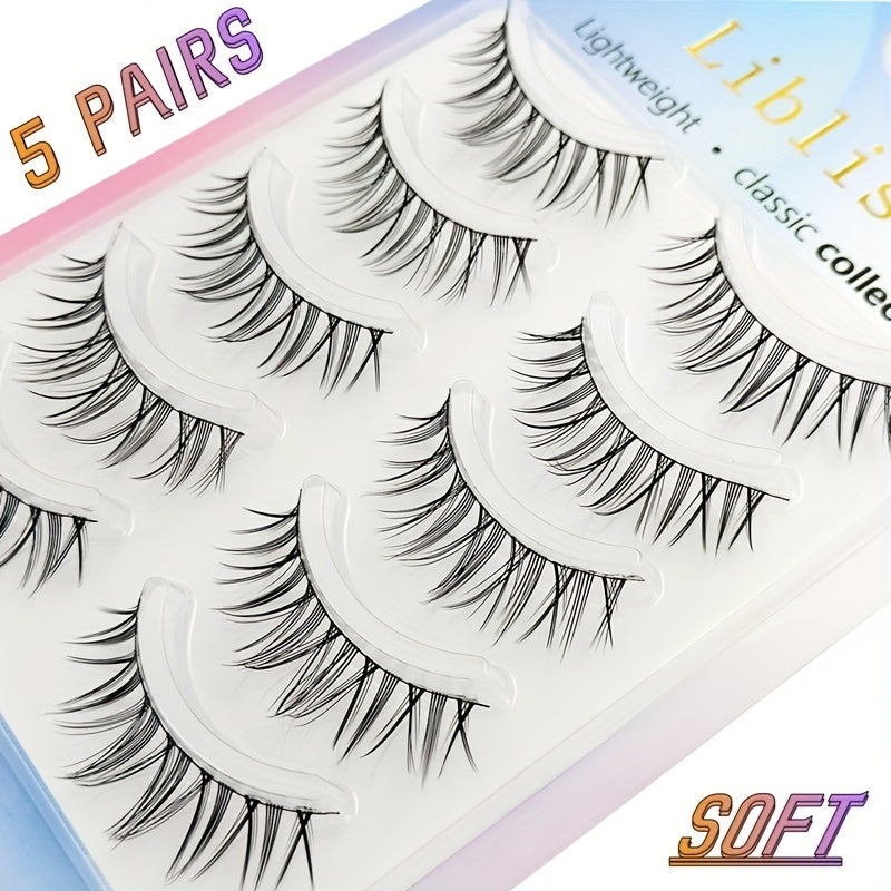 5 Pairs Little Devil Cosplay Faux Mink Lashes Natural Wispy Eyelash Extension
