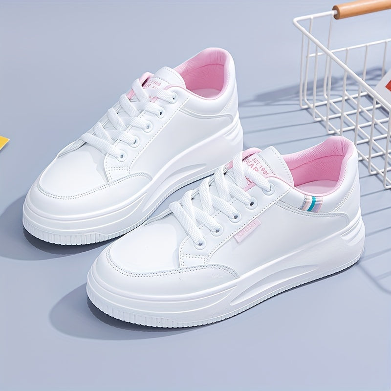 Women's Platform Skate Shoes Height Increasing Lace Up Non Slip Sneakers