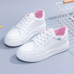Women's Platform Skate Shoes Height Increasing Lace Up Non Slip Sneakers