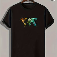 Gradient Geometric Print Men's Comfy T-shirt for Outdoor Summer