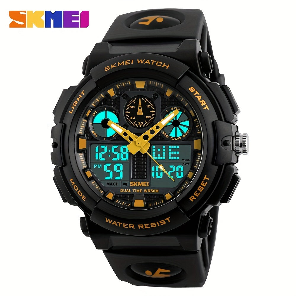 Dual Time Electronic Watch Silicone Band Military Wrist Watch