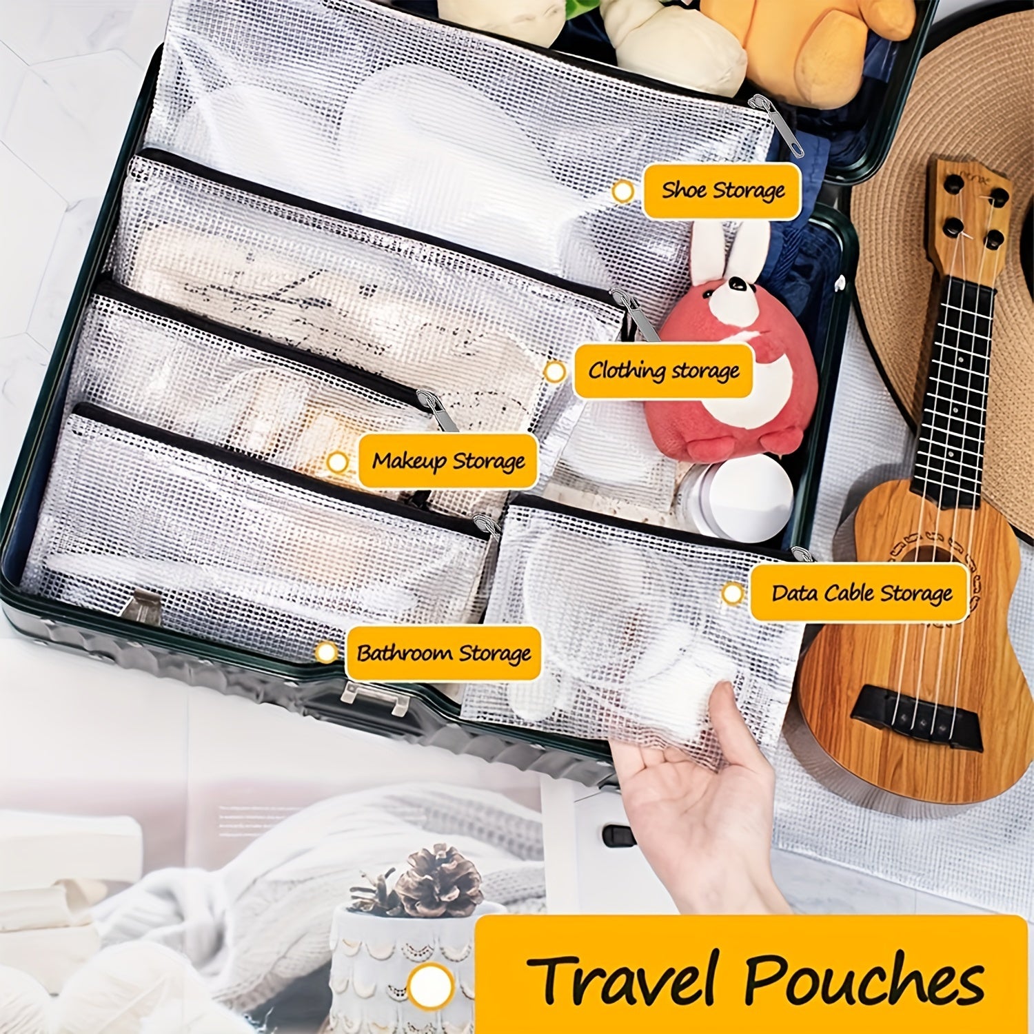 18pcs A5 Transparent Mesh Zipper Waterproof PVC File Bags - Extra Large