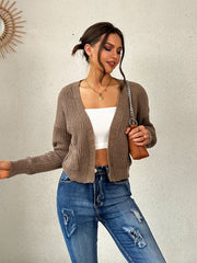 Casual Ribbed Knit Long Sleeve Open Front Cardigan