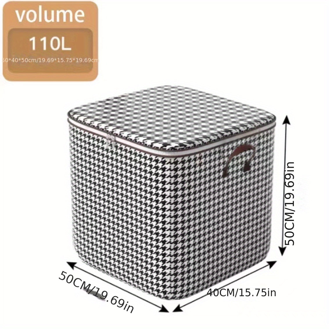 Houndstooth Pattern Storage Box Zipper Organizer Clothes Container