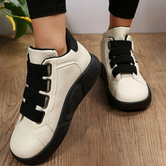 Women's Platform Sports Shoes Hook & Loop Strap Mid Top Casual Non Slip Sneakers