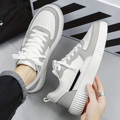 Men's Solid Skate Shoes Comfy Non Slip Lace Up Casual Sneakers