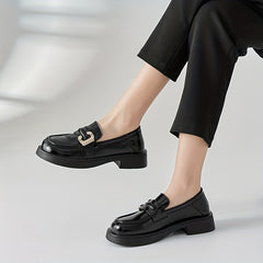 Metal Decor Loafers Closed Toe Slip On Shoes Women's Shoes