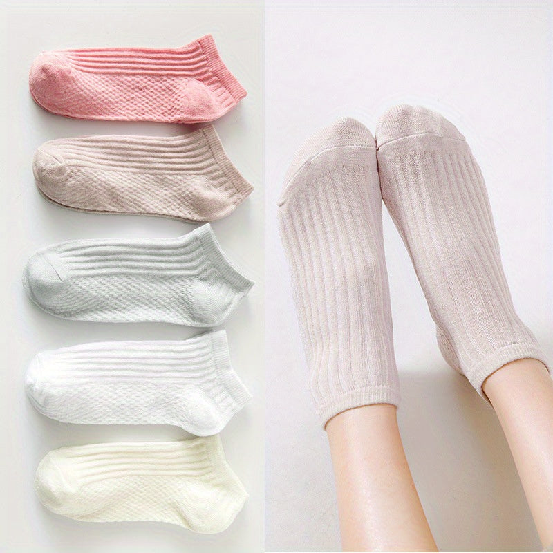 5 Pairs Girls Kids Thin Low Cut Ankle Socks for Summer
