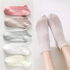 5 Pairs Girls Kids Thin Low Cut Ankle Socks for Summer