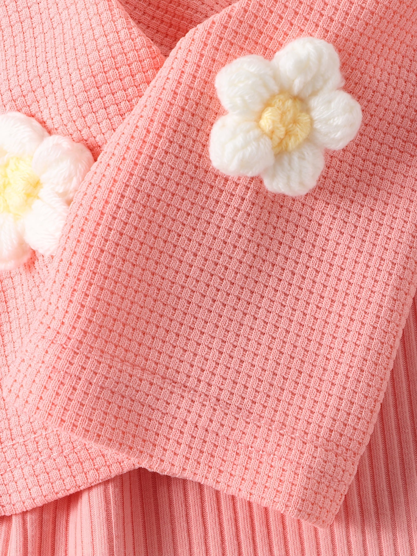 Toddler Girl's 2pcs Knitted Floral Cardigan & Ribbed Sundress Set