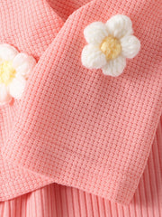 Toddler Girl's 2pcs Knitted Floral Cardigan & Ribbed Sundress Set