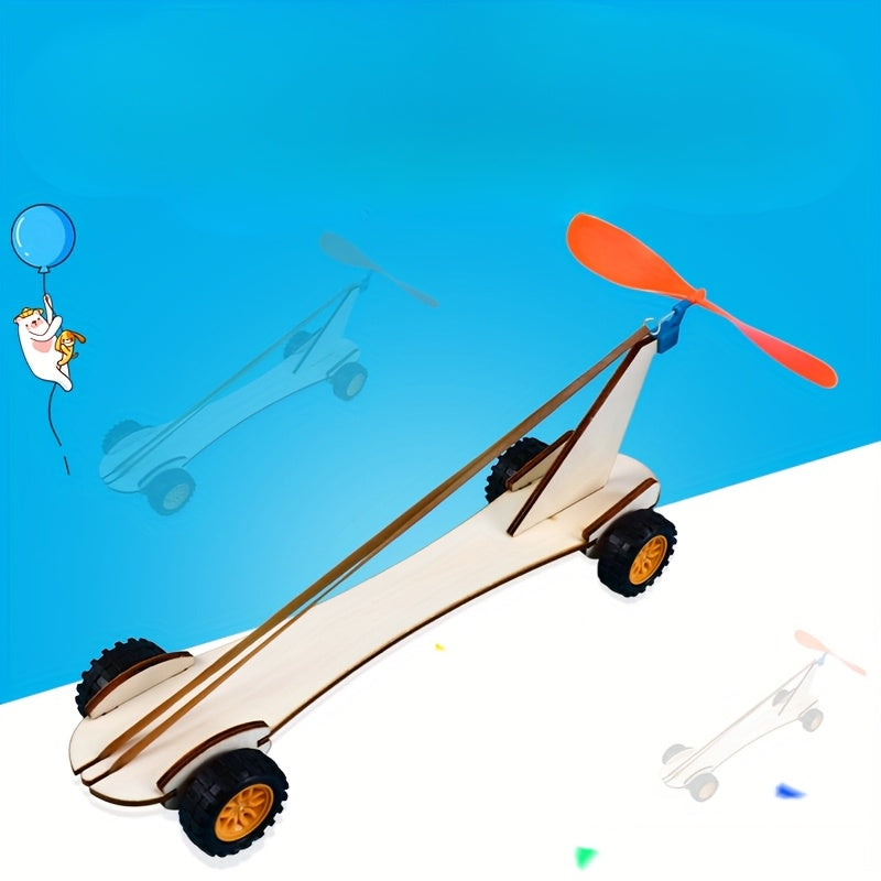 DIY Wind Powered Mini Car Kit Educational Wooden Construction Set